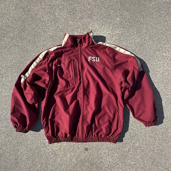 Nike Team Florida State Seminoles Track Windbreaker Jacket Mens Medium Maroon - Picture 1 of 8